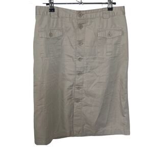 Gap Khakis Straight Cargo Pockets Midi Skirt Button up Size 8 Utility Safari